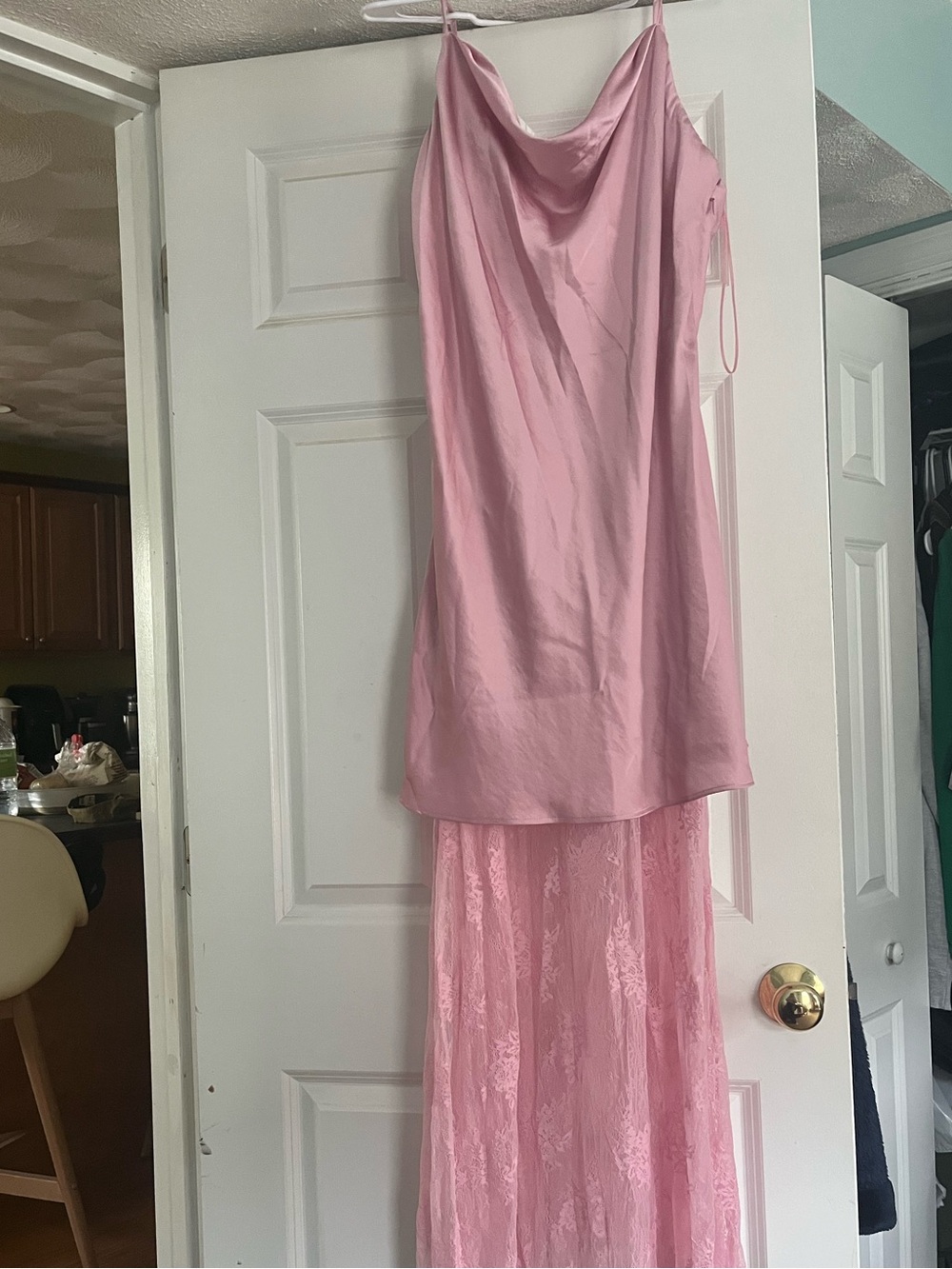 Satin and Lace Pink Cowl Neck Dress from Abercrombie